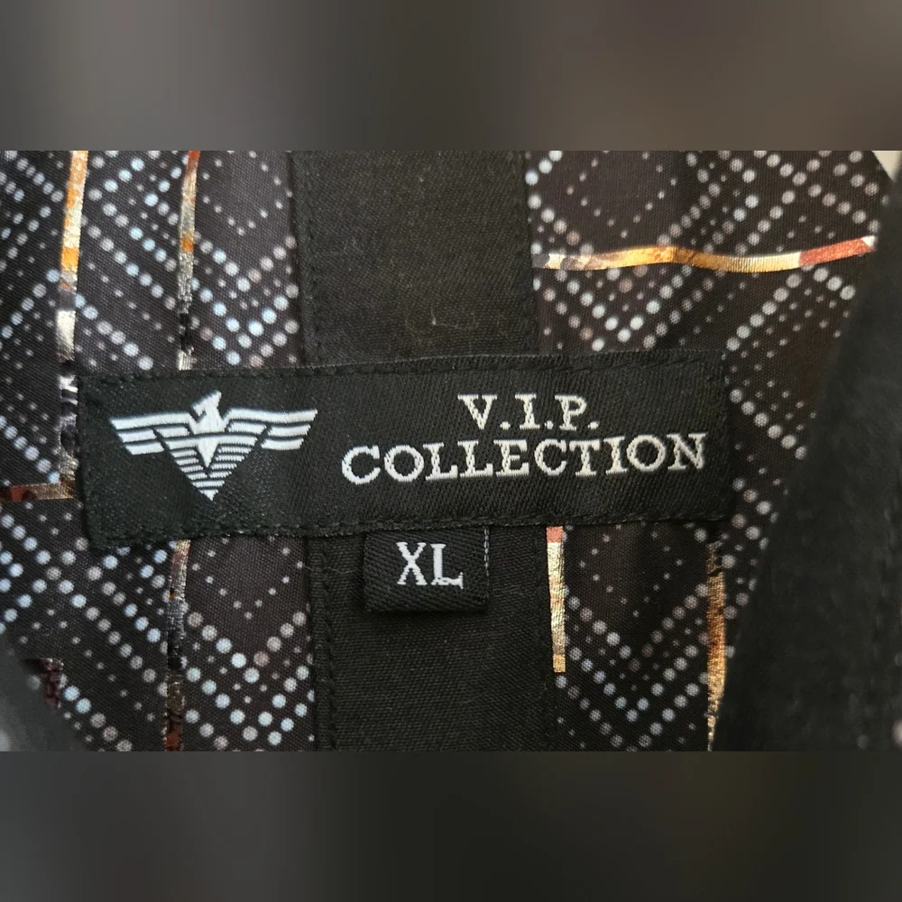 Men's Italian fashion Button Down Short Sleeves Shirt Black/Gold VIP collection - Picture 4 of 6